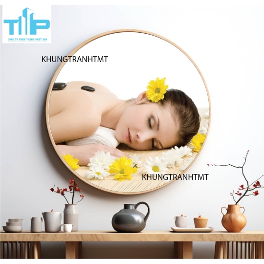 Khung tranh tráng gương - Tranh tròn spa chăm sóc da 7