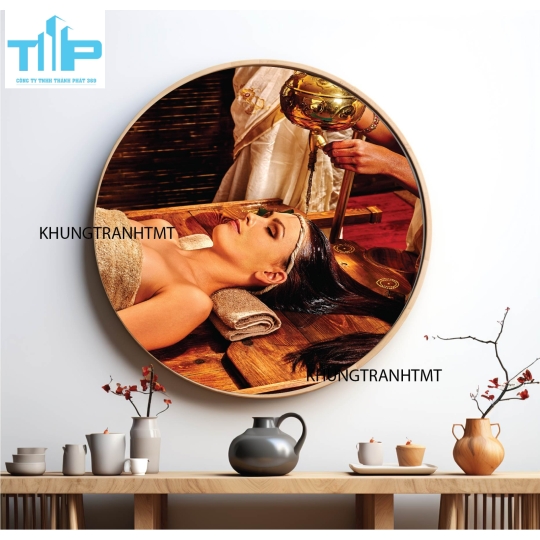 Khung tranh tráng gương - Tranh tròn spa chăm sóc da 7