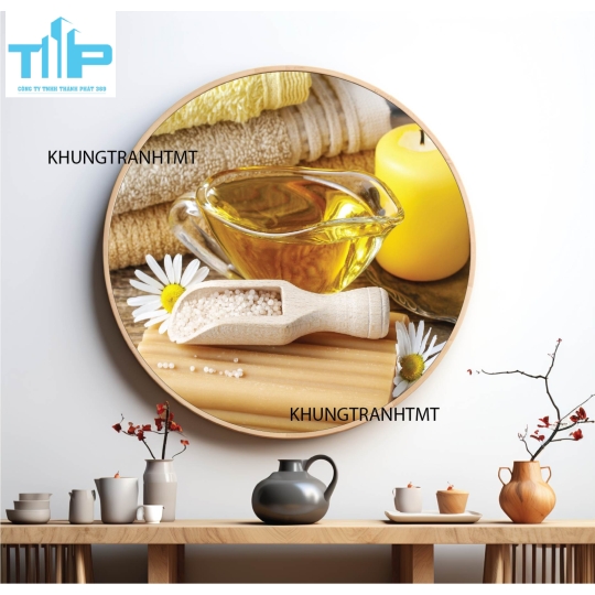 Khung tranh tráng gương - Tranh tròn spa chăm sóc da 7