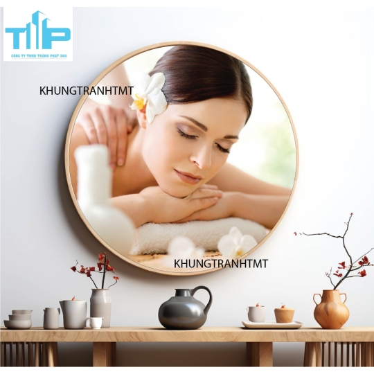 Khung tranh tráng gương - Tranh tròn spa chăm sóc da 8