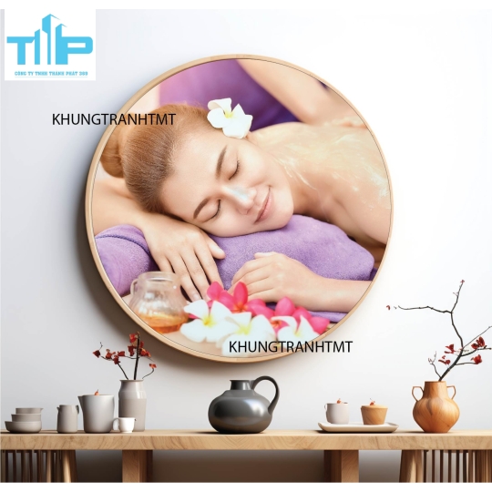 Khung tranh tráng gương - Tranh tròn spa chăm sóc da 8