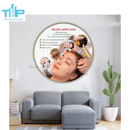 Khung tranh tráng gương- Tranh tráng gương tròn cho tiệm Dưỡng sinh, Spa