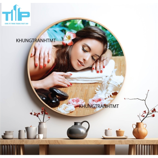 Khung tranh tráng gương - Tranh tròn spa chăm sóc da 9