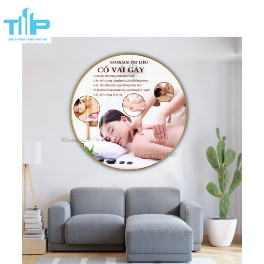 Khung tranh tráng gương- Tranh tráng gương tròn cho tiệm Dưỡng sinh, Spa