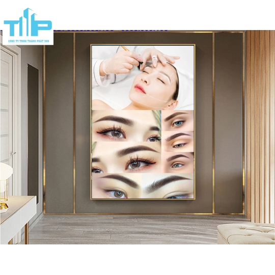 tranh tráng gương phun xăm môi trang trí spa 