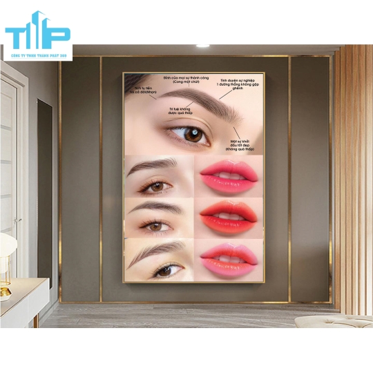 tranh tráng gương phun xăm môi trang trí spa 
