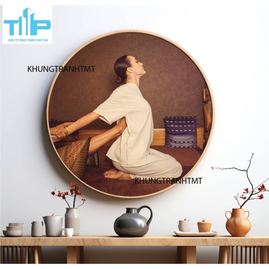Khung tranh tráng gương - Tranh tròn spa chăm sóc da 10