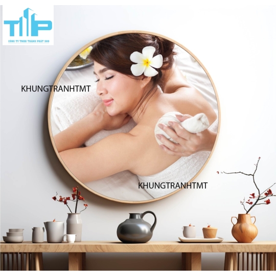 Khung tranh tráng gương - Tranh tròn spa chăm sóc da 9
