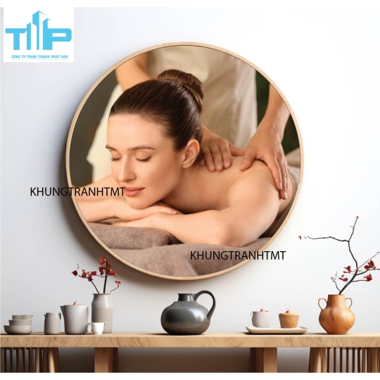 Khung tranh tráng gương - Tranh tròn spa chăm sóc da 9