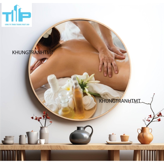 Khung tranh tráng gương - Tranh tròn spa chăm sóc da 9
