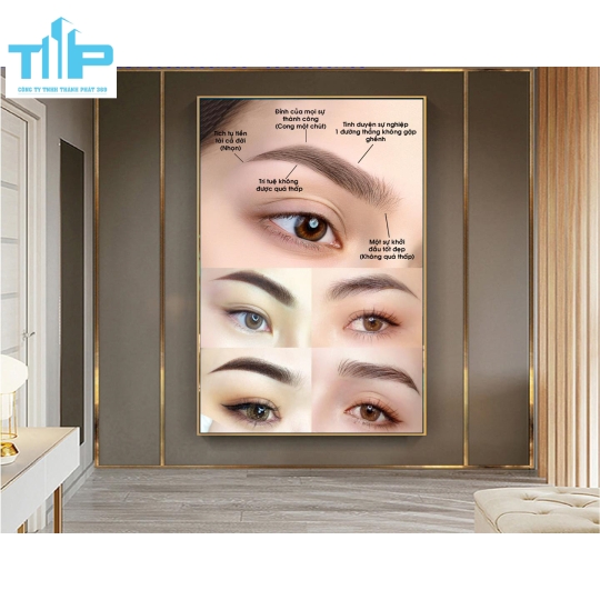 tranh tráng gương phun xăm môi trang trí spa 