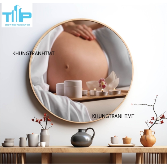 Khung tranh tráng gương - Tranh tròn spa chăm sóc da 10