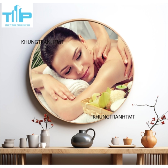 Khung tranh tráng gương - Tranh tròn spa chăm sóc da 11