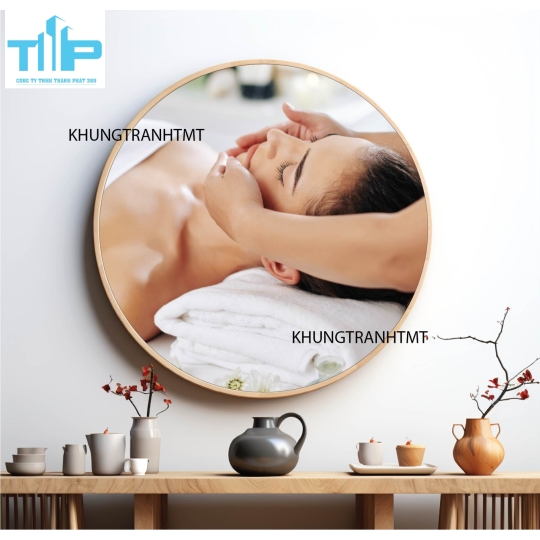 Khung tranh tráng gương - Tranh tròn spa chăm sóc da 11