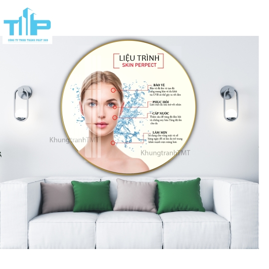 Khung tranh tráng gương- Tranh tráng gương tròn quy trình chăm sóc da