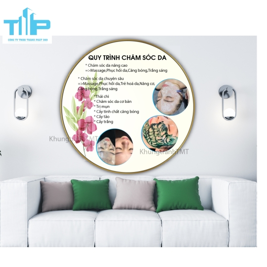 Khung tranh tráng gương- Tranh tráng gương tròn quy trình chăm sóc da