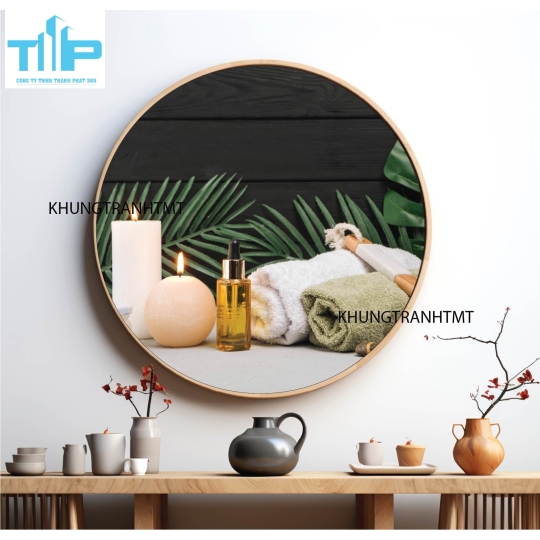 Khung tranh tráng gương - Tranh tròn spa chăm sóc da 11