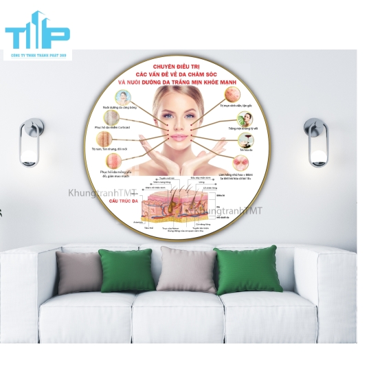 Khung tranh tráng gương- Tranh tráng gương tròn quy trình chăm sóc da