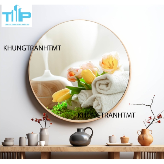 Khung tranh tráng gương - Tranh tròn spa chăm sóc da 11