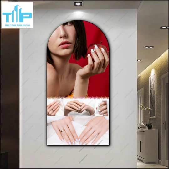Mẫu nail màu đỏ siêu hút ánh nhìn - Tranh vòm tráng gương cao cấp