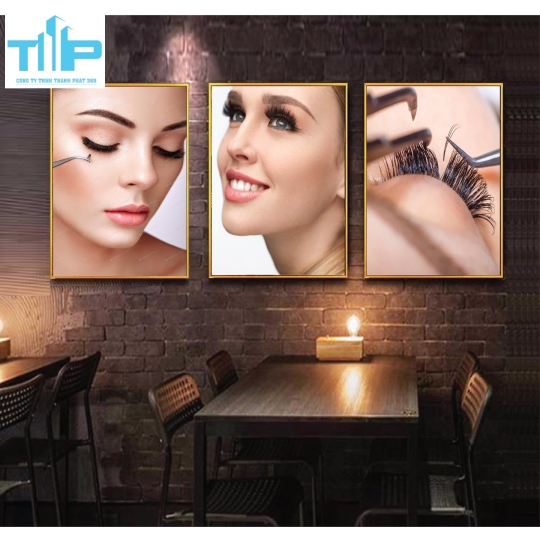 Khung tranh tráng gương -Bộ 3 tranh - Tranh nối mi siêu đẹp cho tiệm 