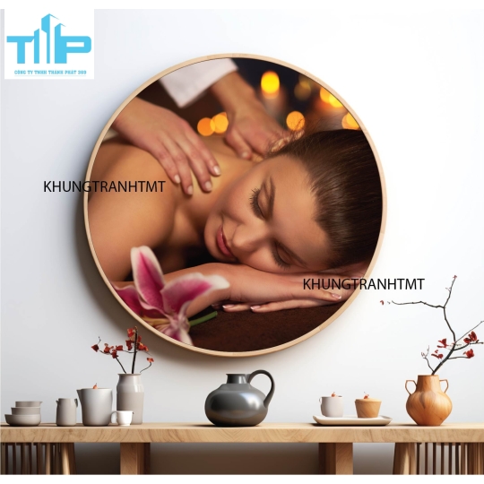 Khung tranh tráng gương - Tranh tròn spa chăm sóc da 11