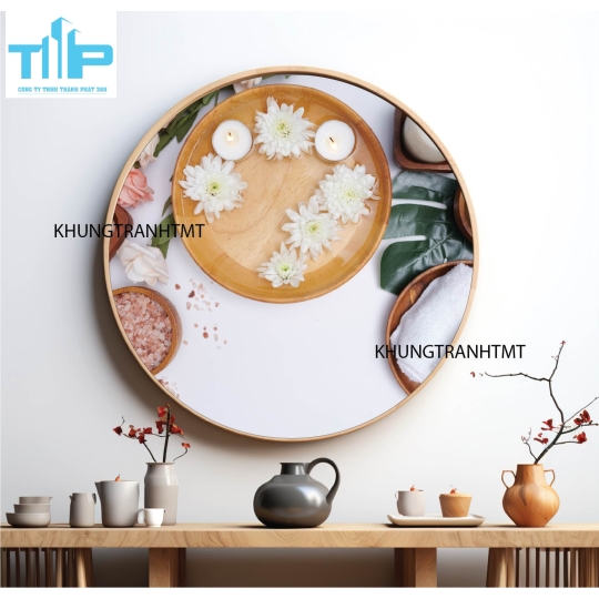 Khung tranh tráng gương - Tranh tròn spa chăm sóc da 11