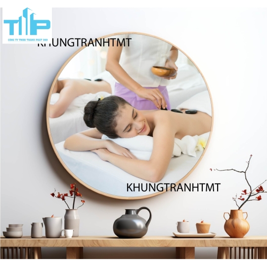 Khung tranh tráng gương - Tranh tròn spa chăm sóc da 12