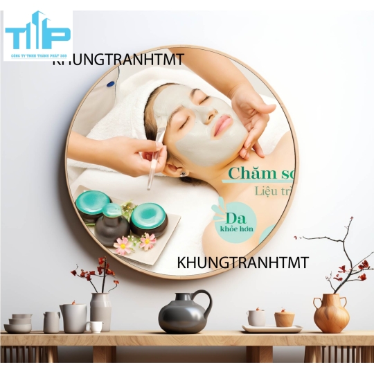 Khung tranh tráng gương - Tranh tròn spa chăm sóc da 12