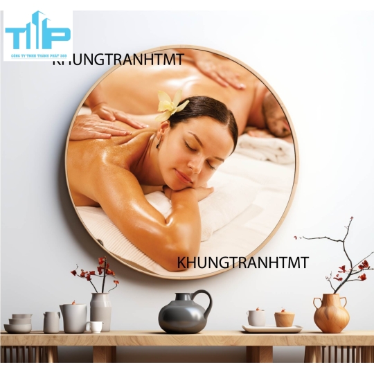 Khung tranh tráng gương - Tranh tròn spa chăm sóc da 12