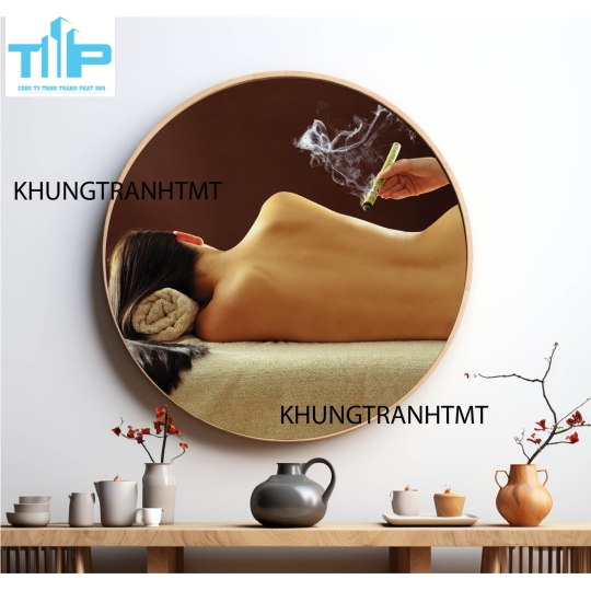 Khung tranh tráng gương - Tranh tròn spa chăm sóc da 12