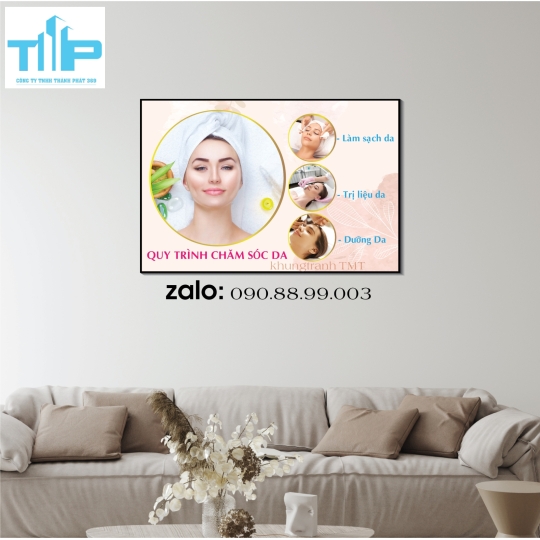 Tranh tráng gương chăm sóc da cho thẩm mỹ viện 
