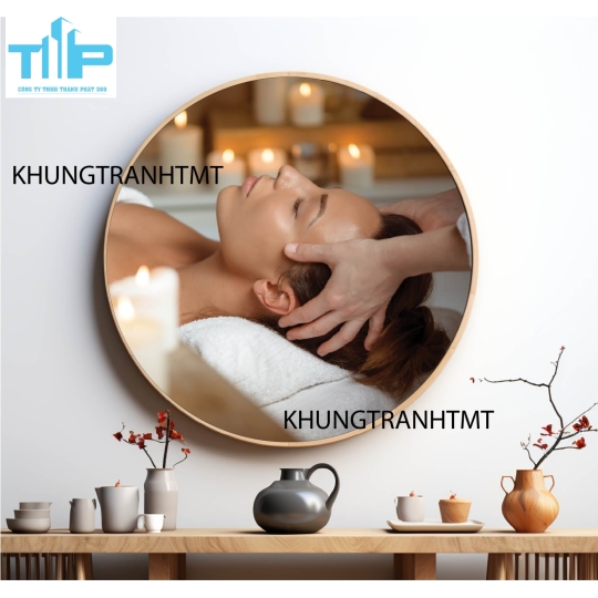 Khung tranh tráng gương - Tranh tròn spa chăm sóc da 12