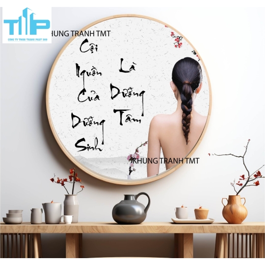 Khung tranh tráng gương- Tranh tráng gương tròn - Cội nguồn của dưỡng sinh là dưỡng tâm