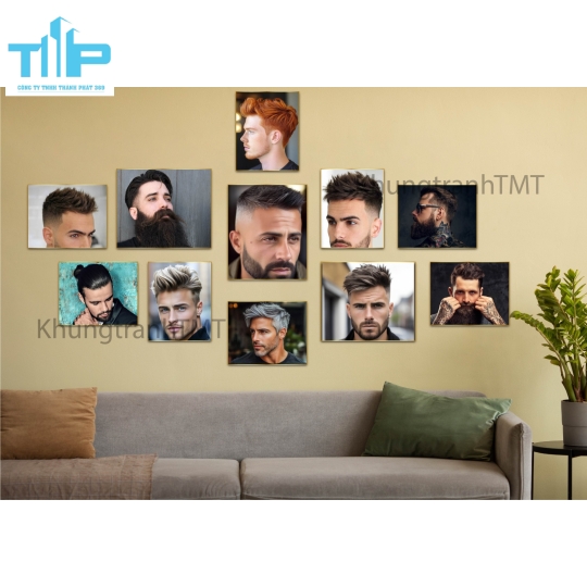 Mẫu tranh tóc kết hợp nam - nữ trang trí salon, tiệm cắt tóc
