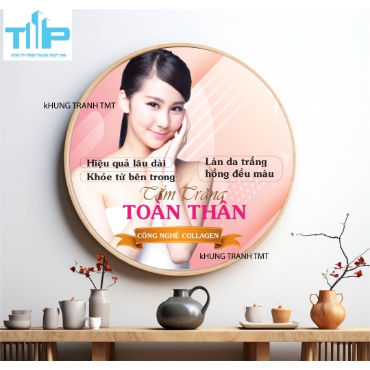 Khung tranh tráng gương - Tranh tròn - Tắm tắng toàn thân
