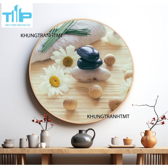 Khung tranh tráng gương - Tranh tròn spa chăm sóc da 3