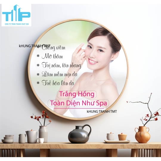 Khung tranh tráng gương - Tranh tròn - Tắm tắng toàn thân