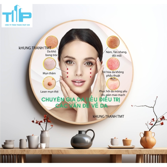 Khung tranh tráng gương - Tranh tròn - Điều trị mụn