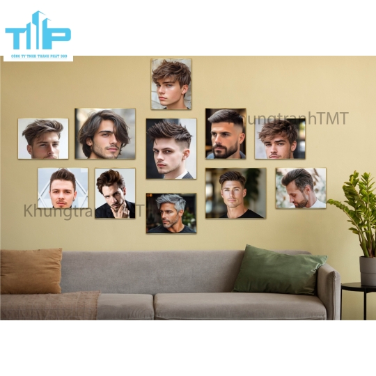 Mẫu tranh tóc kết hợp nam - nữ trang trí salon, tiệm cắt tóc