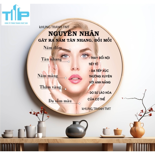 Khung tranh tráng gương - Tranh tròn - Điều trị mụn