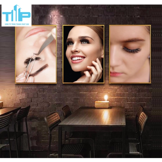 Khung tranh tráng gương -Bộ 3 tranh - Tranh nối mi siêu đẹp cho tiệm nối mi, spa, nail
