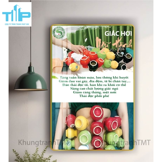 Tranh bấm huyệt bàn chân, massage body, giác hơi, trị liệu đau nhức cơ thể - tráng gương sáng bóng, không bám bụi