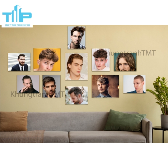 Mẫu tranh tóc kết hợp nam - nữ trang trí salon, tiệm cắt tóc