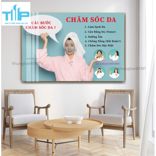 Tranh chăm sóc và bảo vệ da đúng cách - Tranh tráng gương trang trí spa, thẩm mỹ viện