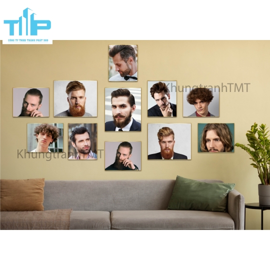 Mẫu tranh tóc kết hợp nam - nữ trang trí salon, tiệm cắt tóc
