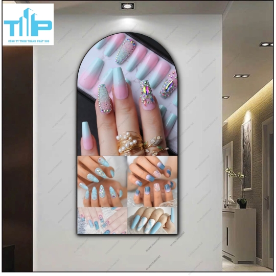 Những mẫu nail ombre nhiều màu sắc -  Tranh tráng gương khung vòm sang trọng