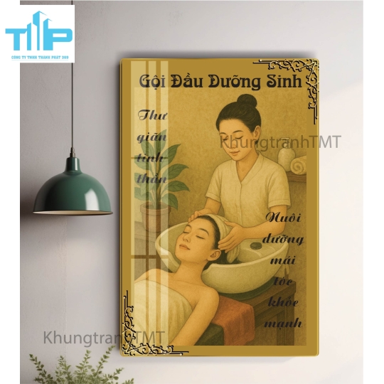 Tranh bấm huyệt bàn chân, massage body, giác hơi, trị liệu đau nhức cơ thể - tráng gương sáng bóng, không bám bụi