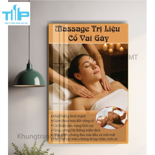 Tranh bấm huyệt bàn chân, massage body, giác hơi, trị liệu đau nhức cơ thể - tráng gương sáng bóng, không bám bụi