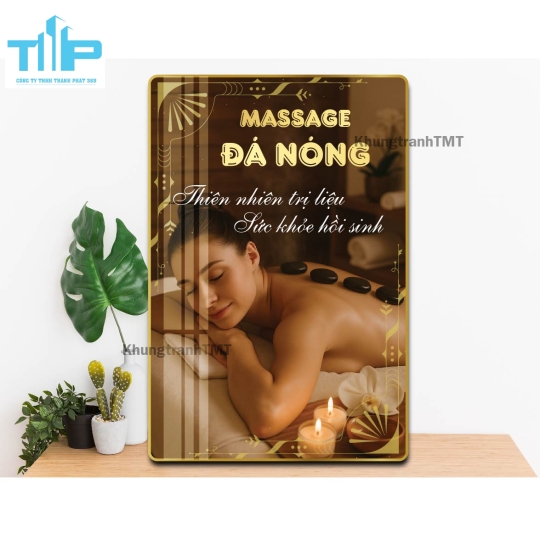 Tranh gội đầu dưỡng sinh , massage thư giãn từng vùng - Tranh tráng gương khung chữ nhật